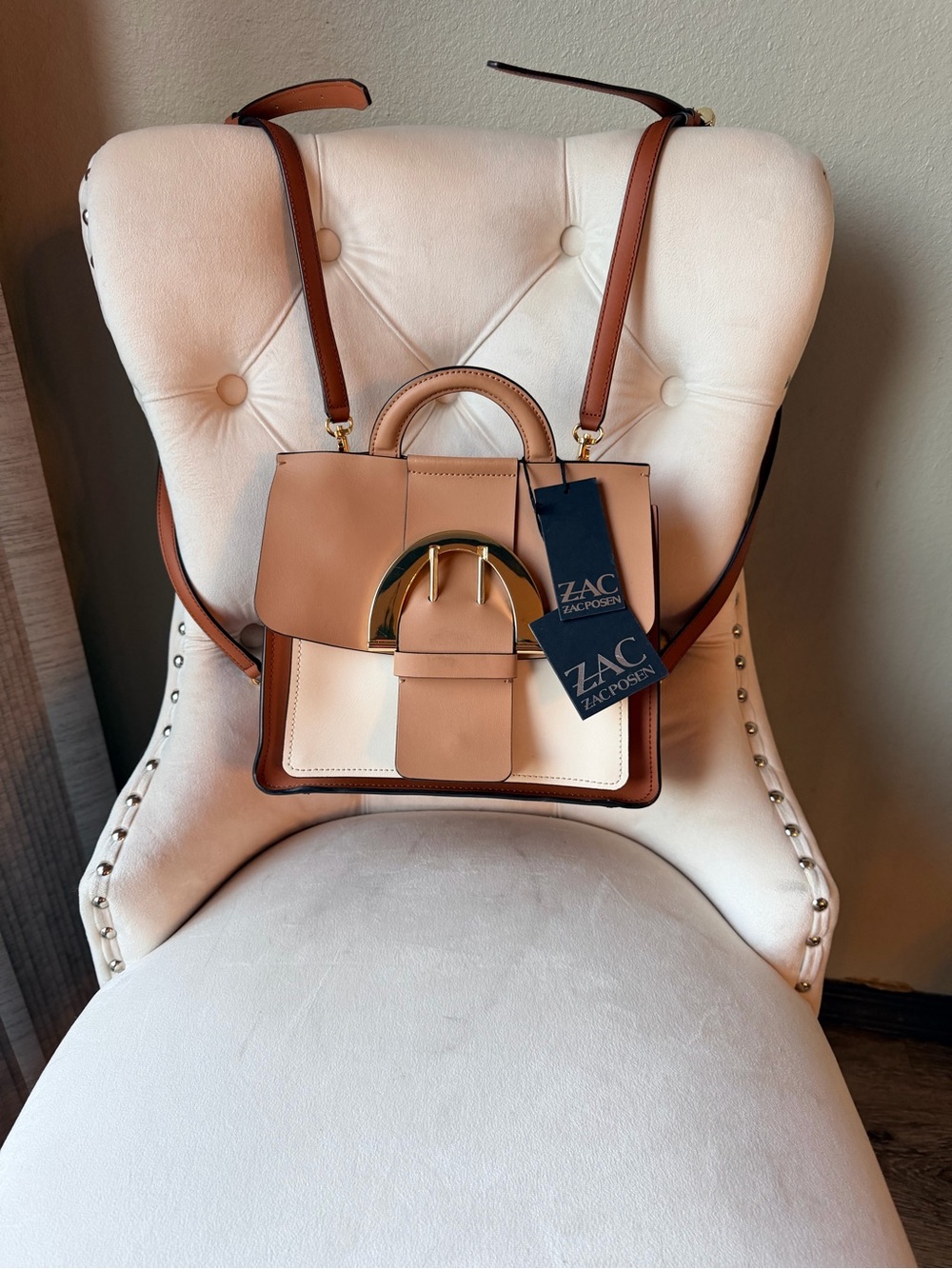 🤎 ZAC Zac Posen 3-in-1 Leather Convertible Backpack Satchel Crossbody NWT